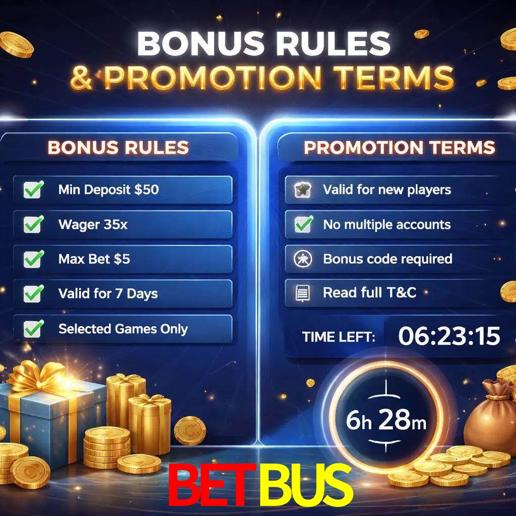 Reglas de promoción BETBUS y condiciones de bonos explicadas visualmente