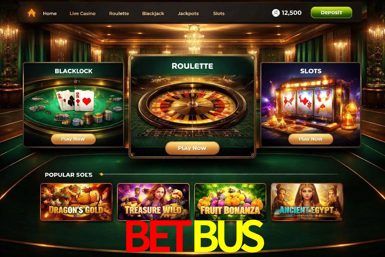 Vista de la plataforma BETBUS Casino mostrando categorías organizadas de juegos en línea